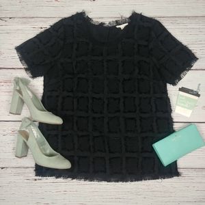 Black Pleone Blouse Raw Edge Design